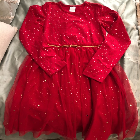Hanna Andersson Shimmer star dress in soft tulle red and gold 8 NEW holiday - Picture 3 of 6